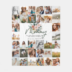Mummy gift multi photo beautiful floral fleece blanket
