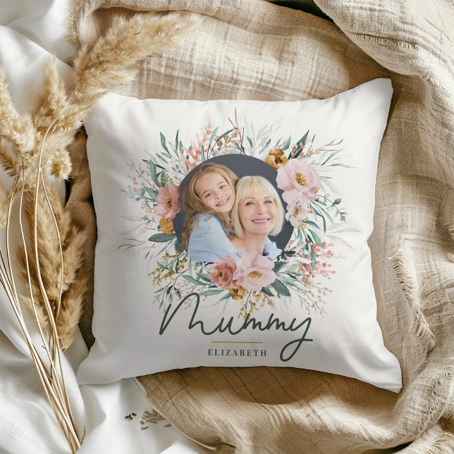 mummy gift photo watercolour floral mothers day cushion (Creator Uploaded)