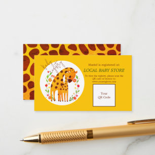 Mummy Giraffe and Calf Baby Shower Enclosure Card