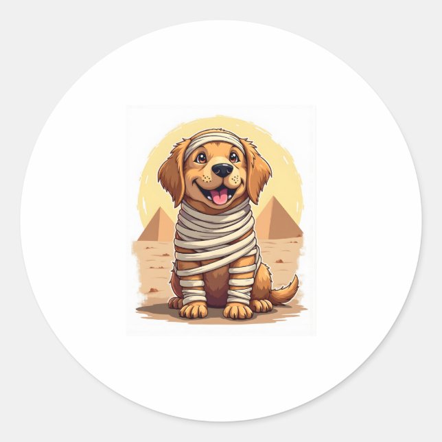 Mummy Golden Retriever Classic Round Sticker (Front)