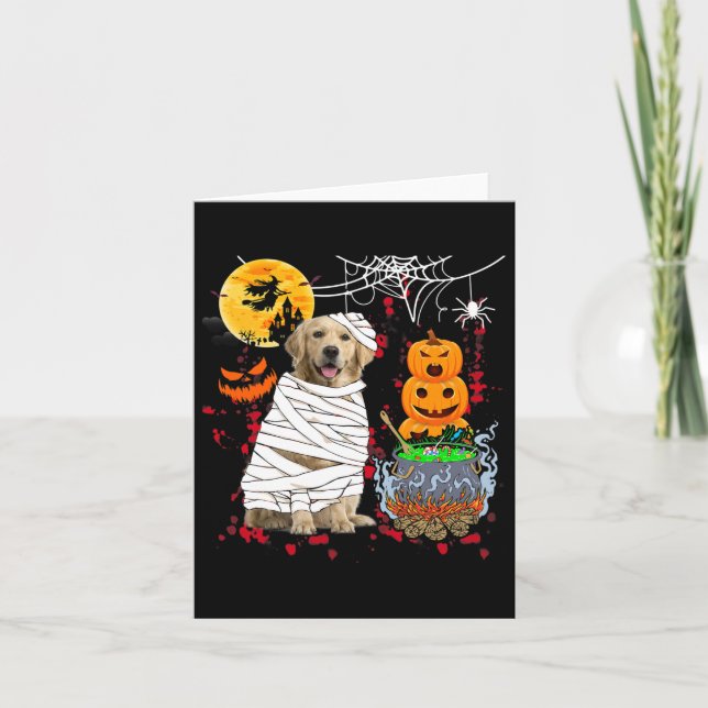 Mummy Golden Retriever Dog Halloween Dog Scary Pum Card (Front)