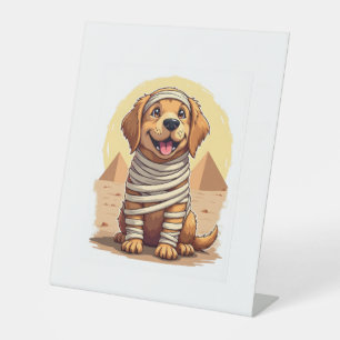Mummy Golden Retriever Pedestal Sign