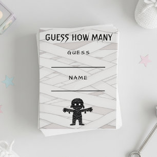 Mummy Halloween Baby Shower Guess How Many Game Enclosure Card