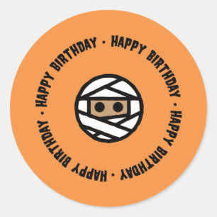 Mummy Halloween Birthday Stickers