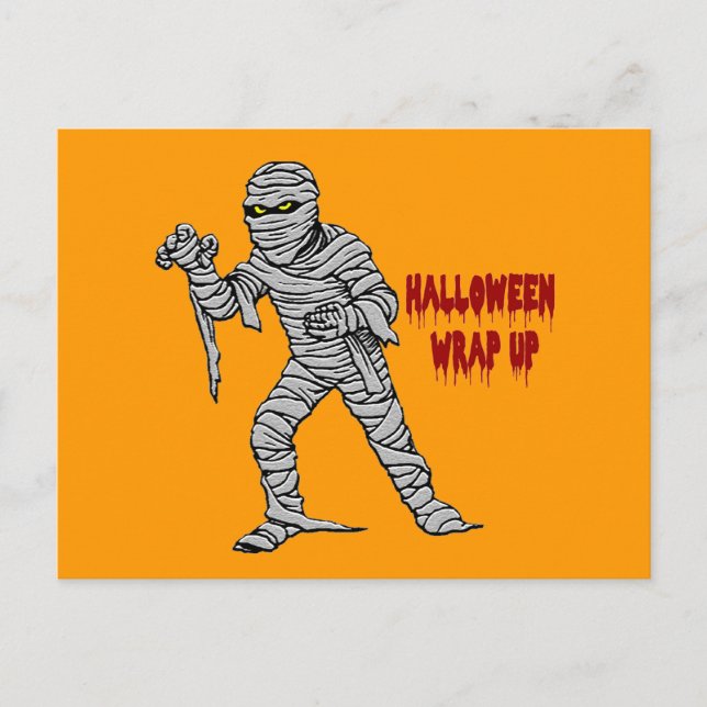 Mummy Halloween Wrap Up Postcard (Front)