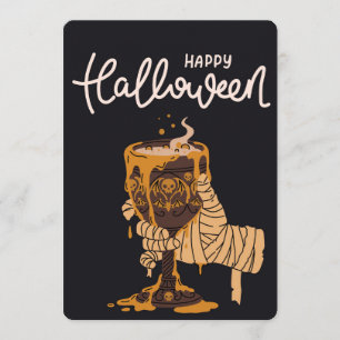 Mummy Hand Holding Skull Chalice Happy Halloween Holiday Card
