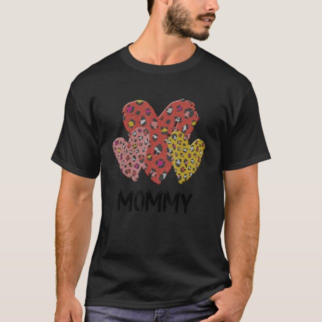 Mummy Hearts Leopard Plaid Vlentines Day Boys Girl T-Shirt (Front)