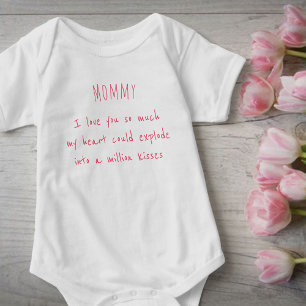 Mummy I Love You So Much Pink Handwritten Poem Baby Bodysuit