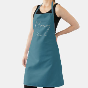 Mummy I Love You Teal Blue Colour Apron