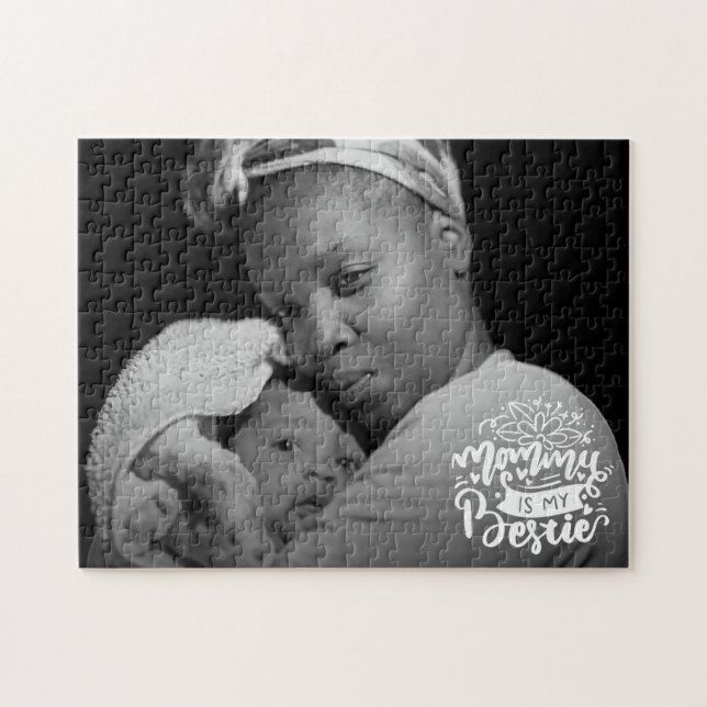 Mummy is My Bestie Photo Quote Lettering Overlay J Jigsaw Puzzle (Horizontal)