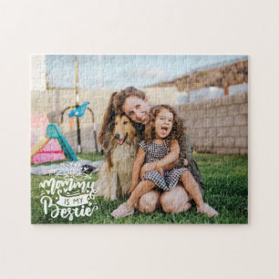 Mummy is My Bestie Photo Quote Lettering Overlay Jigsaw Puzzle