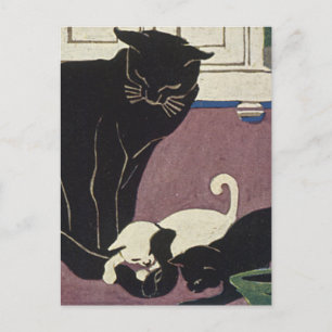 Mummy Kat and Kittens Postcard