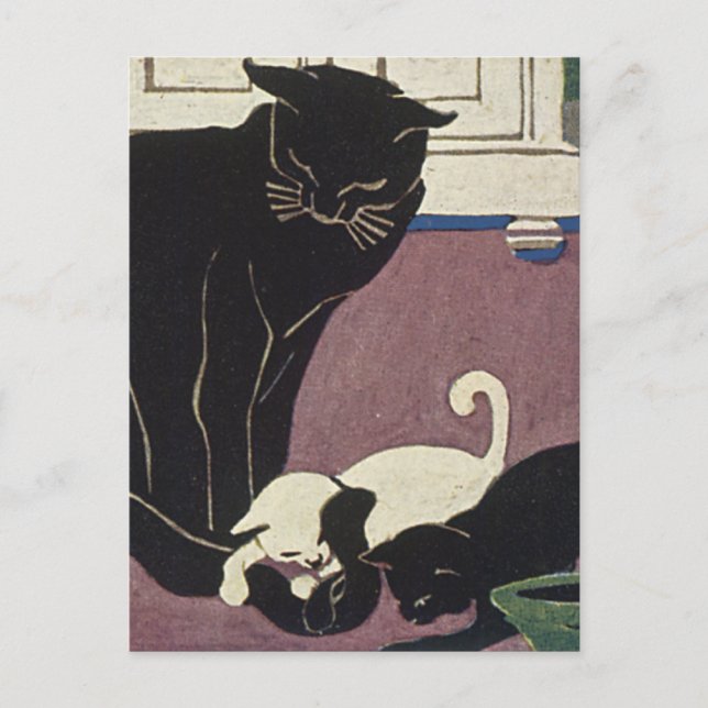 Mummy Kat and Kittens Postcard (Front)