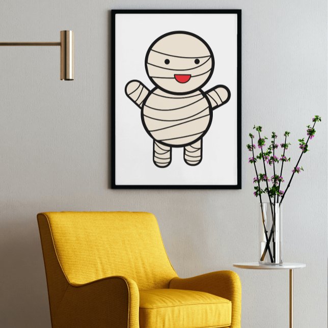 Mummy Kawaii Halloween Poster (A cute kawaii style mummy poster from Valerie's Gallery on Zazzle)