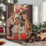Mummy Kissing Santa Claus Vintage Illustration Notebook<br><div class="desc">Notebook features a classic vintage illustration by Frank Leyendecker that depicts three pajama clad children surprised at witnessing their mother  kissing Santa Claus under the mistletoe.</div>