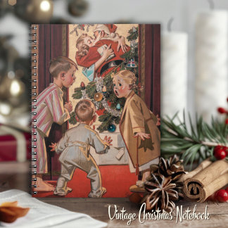 Mummy Kissing Santa Claus Vintage Illustration Notebook