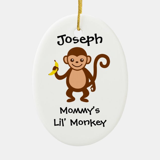 Mummy Lil Monkey Ceramic Tree Decoration (Front)