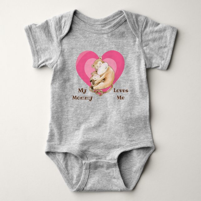 Mummy Loves Me Monkey Baby Bodysuit (Front)
