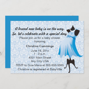 Mummy Mannequin Baby Shower Invitation (Blue)