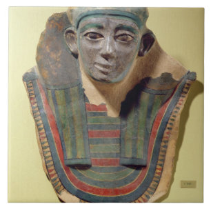 Mummy mask, from Mirgissa (stuccoed and painted pl Tile