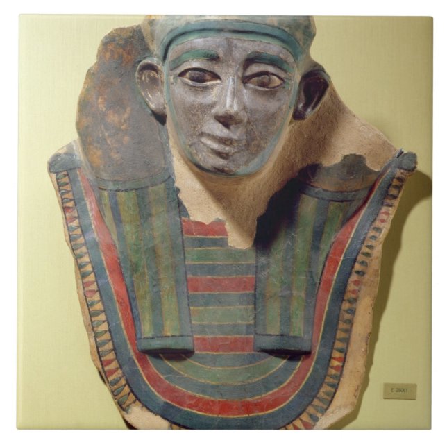 Mummy mask, from Mirgissa (stuccoed and painted pl Tile (Front)
