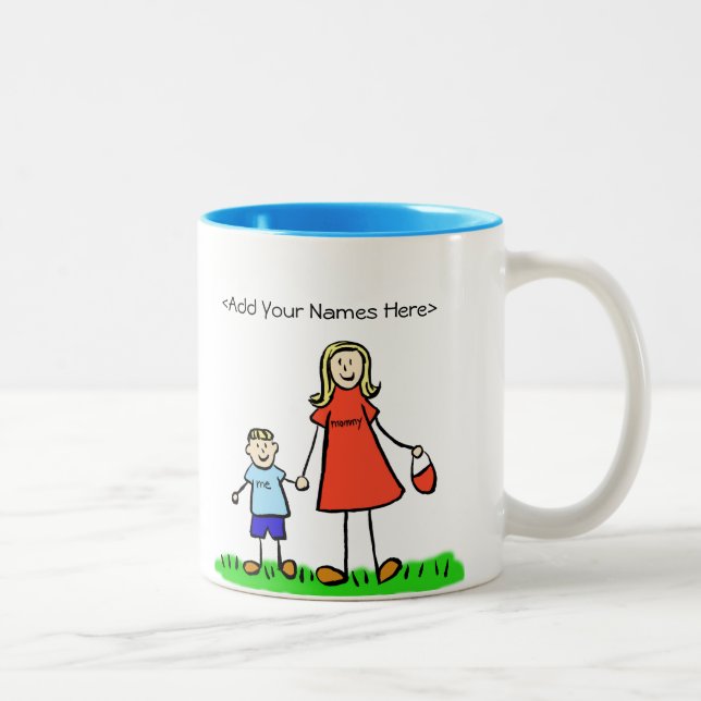 Mummy & Me - Blonde Little Boy Custom Mugs (Right)