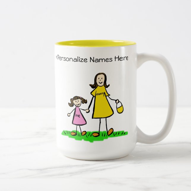 Mummy & Me Brunette Little Girl Custom Gift Mug (Right)