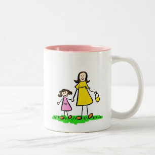 Mummy & Me (Brunette with No Title) Two-Tone Coffee Mug
