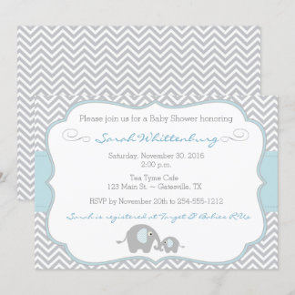 Mummy & Me Elephant Chevron Baby Shower Invitation