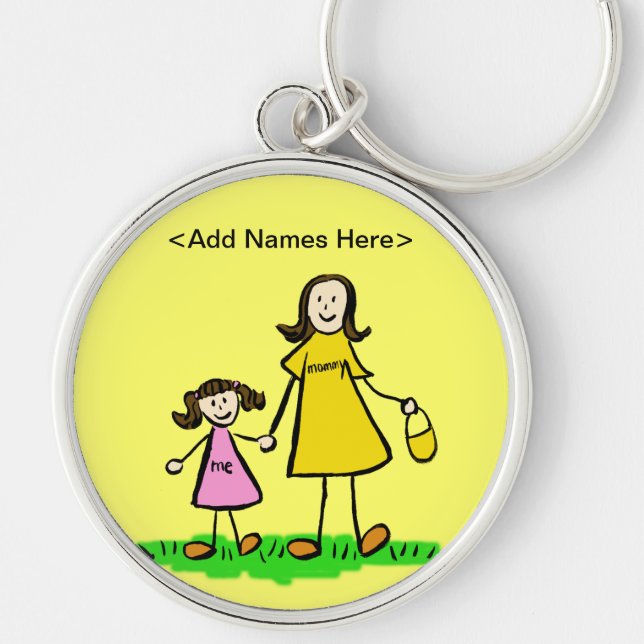 Mummy & Me Keychain (Brunette Customise Names) (Front)