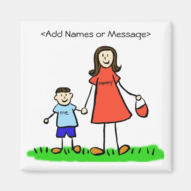 Mummy & Me - Mother and Son Brunette Family Magnet (Front)