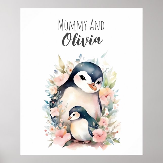 Mummy & me | Penguin | Animal Nursery Art Poster (Front)