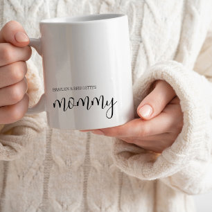 Mummy Modern Chic Script Kids Names Mothers Day Coffee Mug