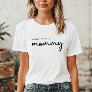 Mummy   Modern Minimalist Mum Kids Names T-Shirt