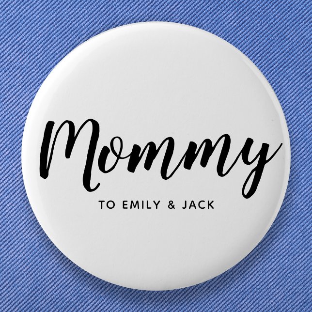 Mummy | Modern Mum Kids Names Mother's Day 6 Cm Round Badge (Creator Uploaded)