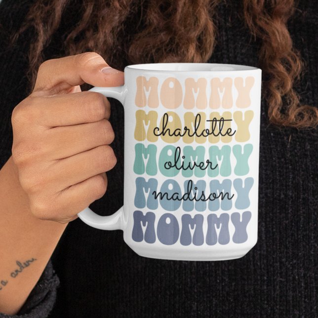 Mummy Modern Mum Kids Names Mother's Day Gift Coffee Mug (Creator Uploaded)
