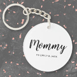 Mummy | Modern Mum Kids Names Mother's Day Key Ring<br><div class="desc">Simply,  stylish "Mummy" custom design in modern minimalist typography which can easily be personalised with kids names or your own special message. The perfect unique gift for a new mum,  mother's day,  mum's birthday or just because!</div>