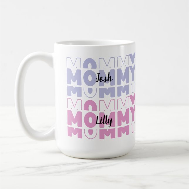 Mummy Modern Pastel Colour Custom Mother's Day Coffee Mug (Left)