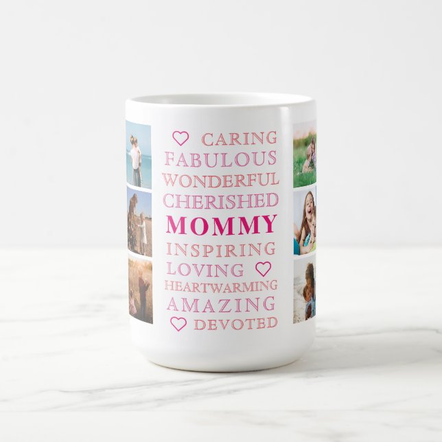 Mummy ModernTypography Family Photo Collage Coffee Mug (Center)
