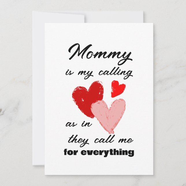 Mummy Mothers Day Funny Quote Red Pink Hearts Card (Front)