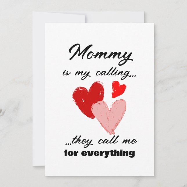 Mummy Mothers Day Funny Quote Red Pink Hearts Card (Front)