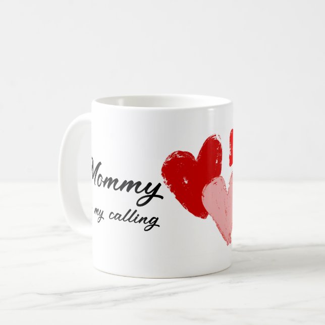 Mummy Mothers Day Funny Quote Red Pink Hearts  Coffee Mug (Front Left)