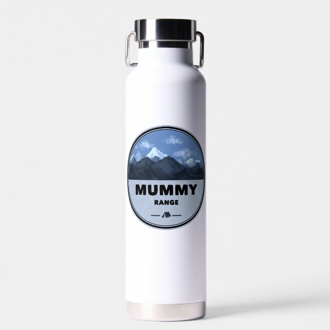 Mummy Mountain Range Colorado Camping Water Bottle (Front)