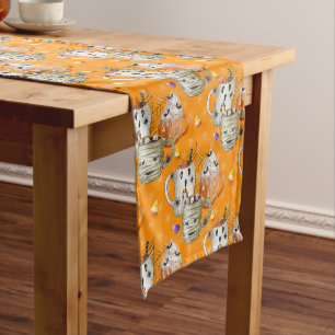 Mummy Mugs Halloween  Short Table Runner