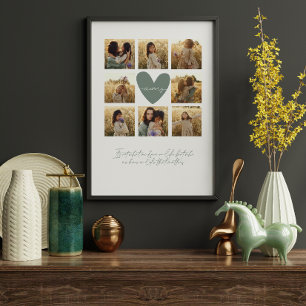 Mummy multi photo heart sage green quote elegant print