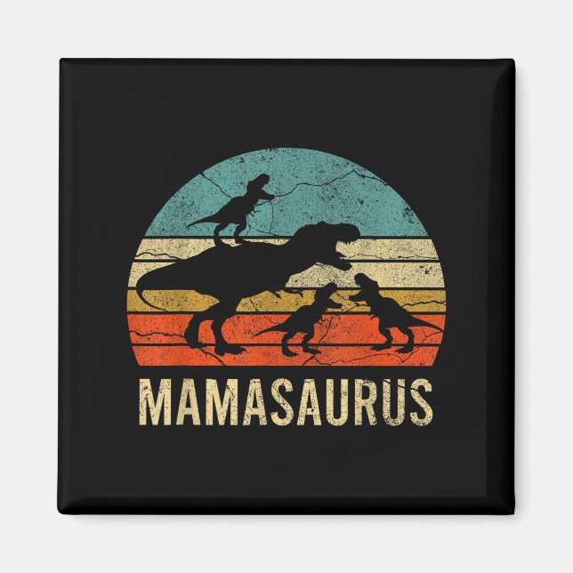 Mummy mum mama dinosaur funny 3 three kids magnet (Front)