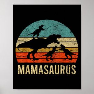 Mummy mum mama dinosaur funny 3 three kids poster