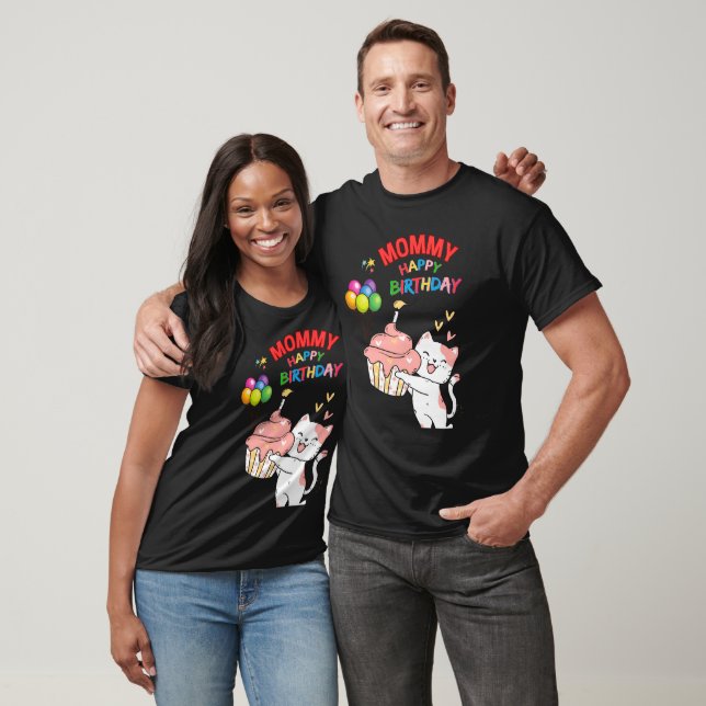 Mummy Mum Mother Birthday Cat Candle Balloons T-Shirt (Unisex)