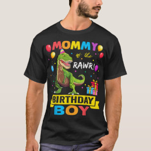 Mummy of the Birthday Boy Dinosaur Raptor Funny T-Shirt