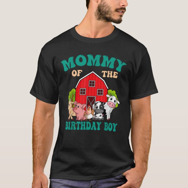 Mummy Of The Birthday Boy Farm Animal Family Bday  T-Shirt (Front)